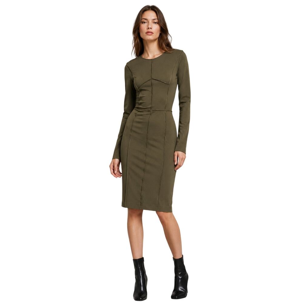 Maison Martin Margiela Line 1 Olive Exposed Seam Bodycon Dress Italy Size 40 S